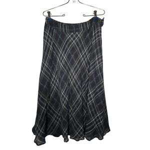Womens Plaid A-Line‎ Skirt Size 10 Wool Blend Black & Gray Y2K Academia Preppy